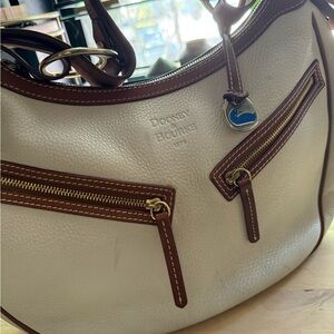 Vintage Dooney & Bourke White and Brown Leather Hobo Bag